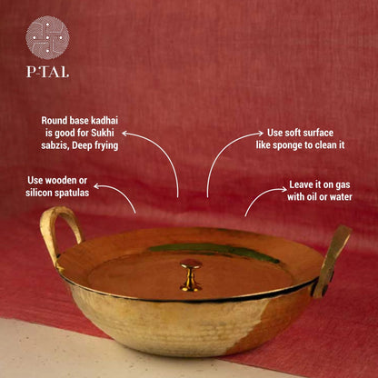 Brass Kadhai (Round Base) | Brass Cookware