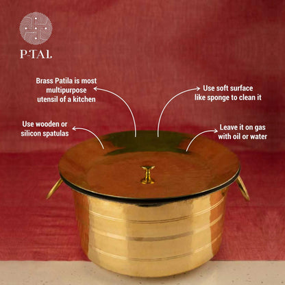 Set Of 3 Brass Patilas / Milk Topias (1L, 3L, 5L) | Brass Cookware