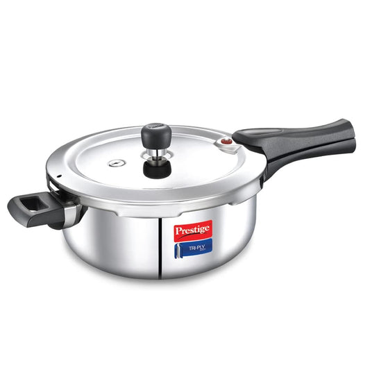 Prestige Svachh Triply Outer Lid Pressure Cooker with Unique Deep Lid, 3.5 Litre, Silver, Stainless Steel