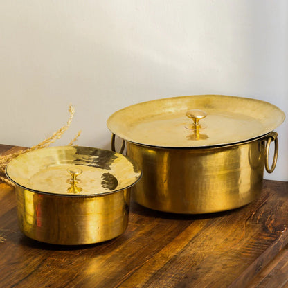 Set Of 3 Brass Patilas / Milk Topias (1L, 3L, 5L) | Brass Cookware
