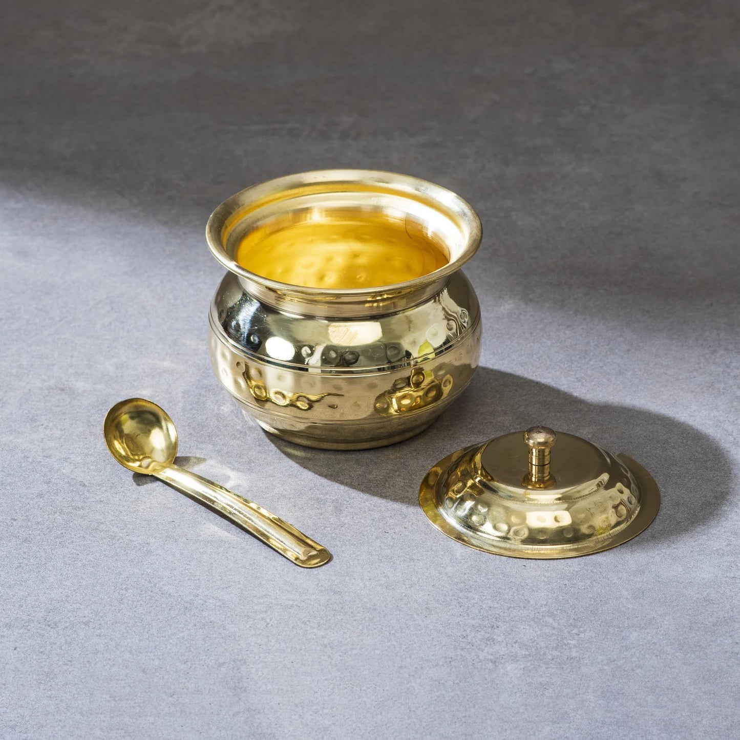 Kitchen Essentials Set (Masala Box + Ghee Pot + Paraat) | Brass Cookware