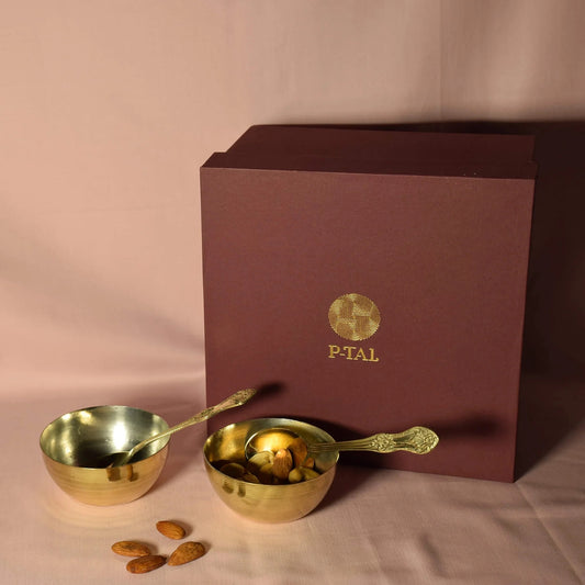 Katori Set With Spoons | Brass Cookware