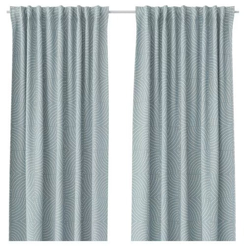 IKEA AKERMOLKE Curtains, 1 pair, light blue, 145x250 cm (57x98 ") | IKEA Curtains | Eachdaykart