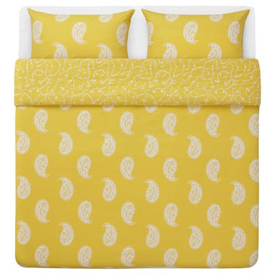 IKEA AROMATISK Duvet cover and 2 pillowcases, yellow, 240x220/50x80 cm (94x87/20x31 ") | IKEA Bed linen | Eachdaykart
