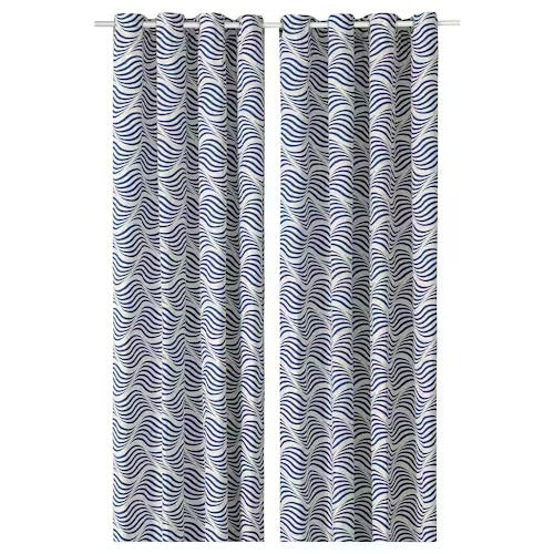 IKEA BACKVISSLARE Curtains, 1 pair, blue, 145x150 cm (57x59 ") | IKEA Curtains | Eachdaykart