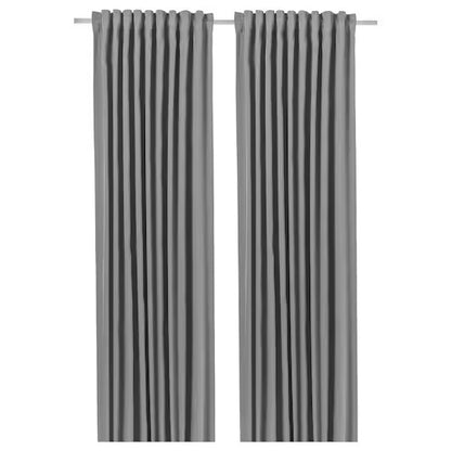 IKEA BLAHUVA Room darkening curtains, 1 pair, light grey, 145x250 cm (57x98 ") | IKEA Curtains | Eachdaykart