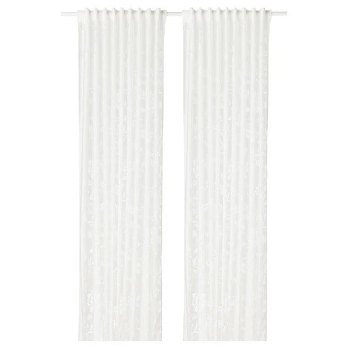 IKEA BORGHILD Sheer curtains, 1 pair, white, 145x250 cm (57x98 ") | IKEA Curtains | Eachdaykart