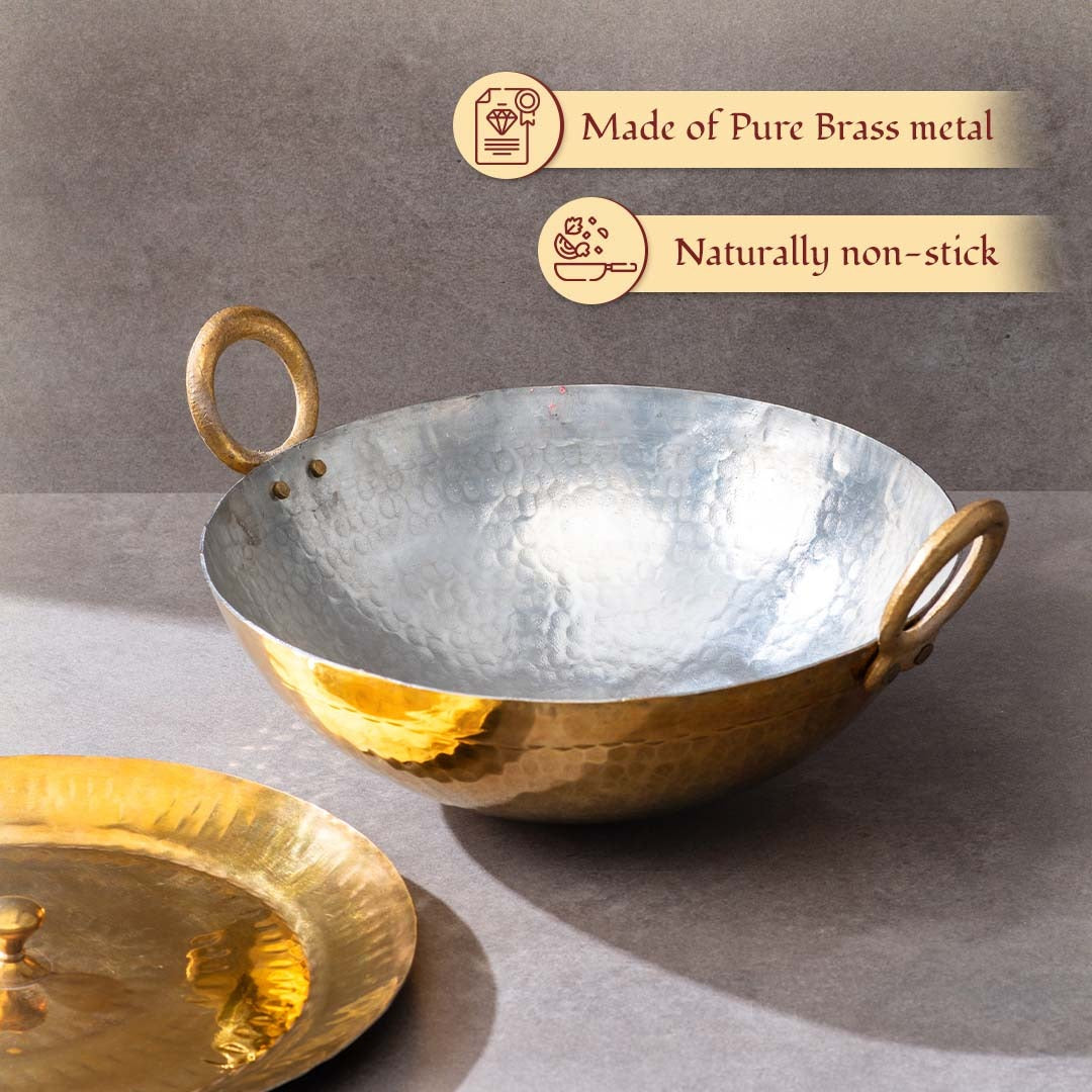 Brass Kadhai (Round Base) | Brass Cookware