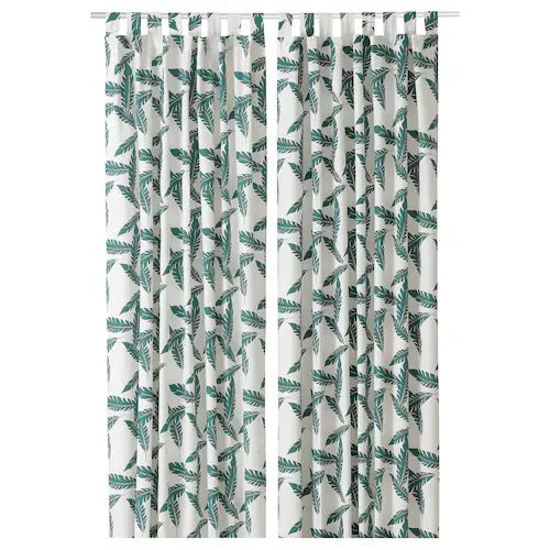 IKEA BUSKMATARE Curtains, 1 pair, leaf pattern | IKEA Curtains | Eachdaykart