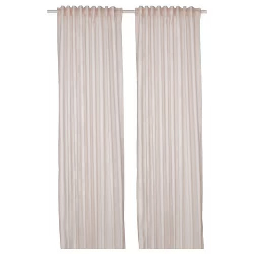 IKEA BYMOTT Curtains, 1 pair, white/beige striped, 120x250 cm (47x98 ") | IKEA Curtains | Eachdaykart
