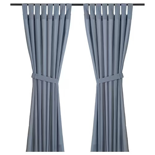IKEA DITTE Curtains with tie-backs, 1 pair, light blue, 145x150 cm (57x59 ") | IKEA Curtains | Eachdaykart