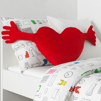 IKEA FAMNIG HJARTA Cushion, red, 40x101 cm (16x40 ") | IKEA Soft Toys | Eachdaykart