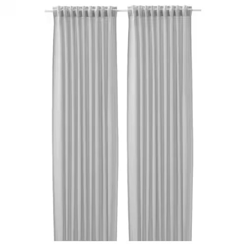 IKEA FJADERMOTT Curtains, 1 pair, white/grey, 145x250 cm (57x98 ") | IKEA Curtains | Eachdaykart
