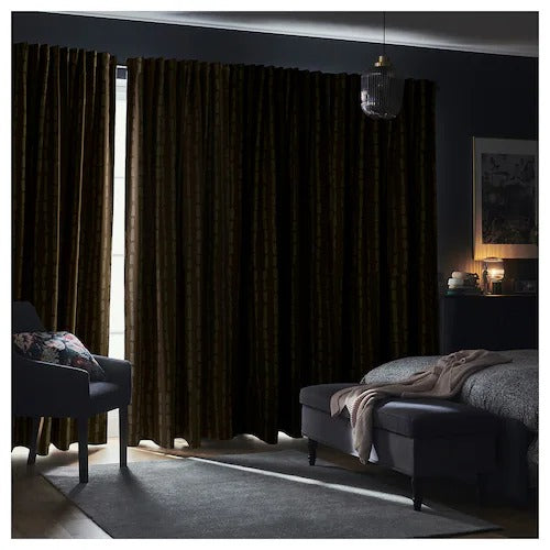 IKEA HACKBERBERIS Room darkening curtains, 1 pair, beige, 145x250 cm (57x98 ") | IKEA Curtains | Eachdaykart