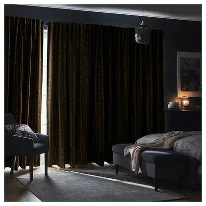 IKEA HACKBERBERIS Room darkening curtains, 1 pair, beige, 145x250 cm (57x98 ") | IKEA Curtains | Eachdaykart