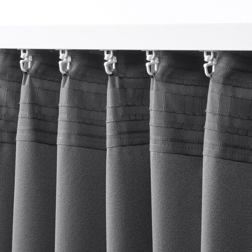 IKEA HAGGVECKMAL Room darkening curtains, 1 pair, dark grey, 145x250 cm (57x98 ") | IKEA Curtains | Eachdaykart