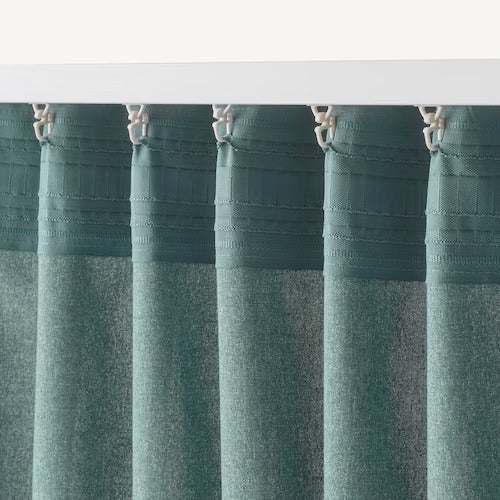 IKEA HANNALENA Room darkening curtains, 1 pair, green-blue, 145x250 cm (57x98 ") | IKEA Curtains | Eachdaykart