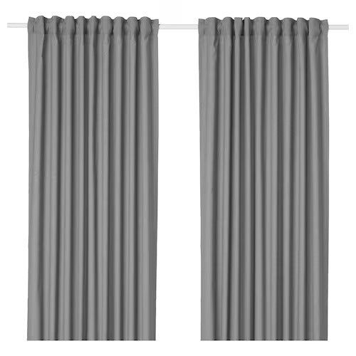 IKEA HANNALENA Room darkening curtains, 1 pair, grey, 145x250 cm (57x98 ½ ") | IKEA Curtains | Eachdaykart