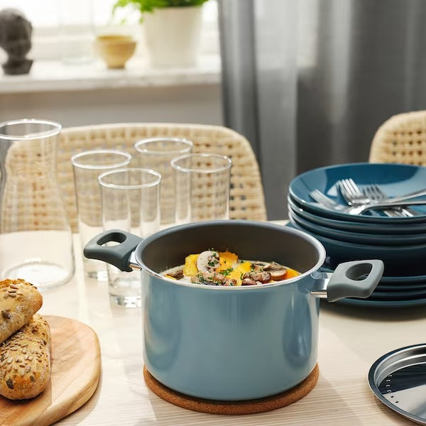 IKEA HEMLAGAD 6-piece cookware set, grey/grey-blue | IKEA Cookware sets | Eachdaykart Global