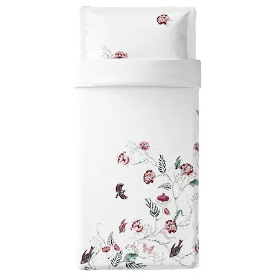 IKEA JATTELILJA Duvet cover and pillowcase, white/floral patterned, 150x200/50x80 cm (59x79/20x31 ") | IKEA Bed linen | Eachdaykart