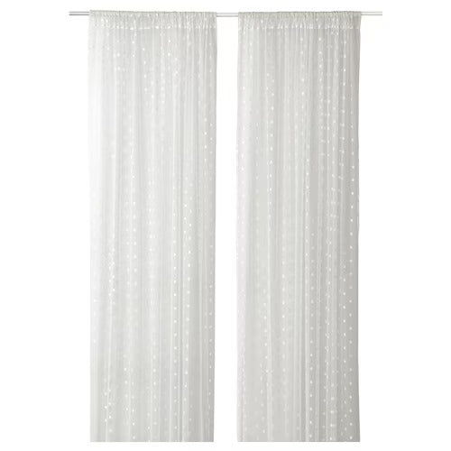 IKEA KRONMAL Sheer curtains, 1 pair, dot pattern/white, 145x250 cm (57x98 ") | IKEA Curtains | Eachdaykart