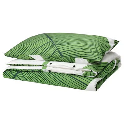 IKEA KUNGSCISSUS Duvet cover and pillowcase, white/green, 150x200/50x80 cm (59x79/20x31 ")| IKEA Bed linen | Eachdaykart