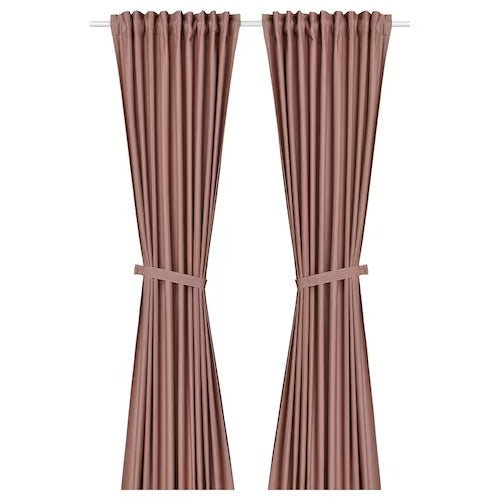 IKEA LENDA Curtains with tie-backs, 1 pair, brown-red, 140x250 cm (55x98 ") | IKEA Curtains | Eachdaykart