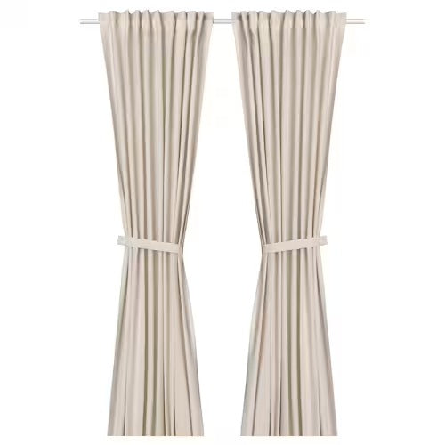 IKEA LENDA Curtains with tie-backs, 1 pair, off-white, 140x250 cm (55x98 ") | IKEA Curtains | Eachdaykart