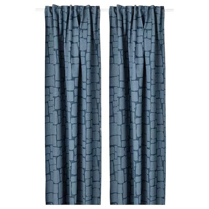 IKEA LONNSTAVMAL Block-out curtains, 1 pair, blue, 145x250 cm (57x98 ") | IKEA Curtains | Eachdaykart