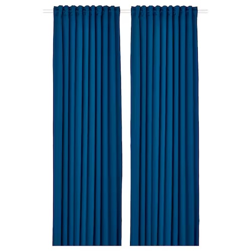 IKEA MAJGULL Block-out curtains, 1 pair, dark blue, 145x250 cm (57x98 ") | IKEA Curtains | Eachdaykart