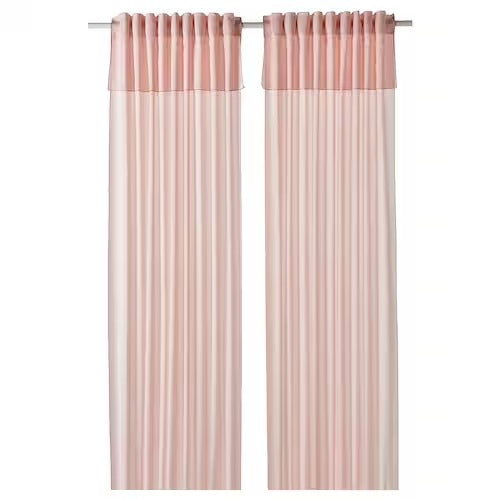 IKEA MOALISA Curtains, 1 pair, pale pink/pink, 145x250 cm (57x98 ") | IKEA Curtains | Eachdaykart