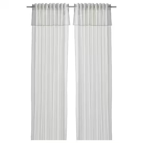 IKEA MOALISA Curtains, 1 pair, white/black, 145x250 cm (57x98 ") | IKEA Curtains | Eachdaykart