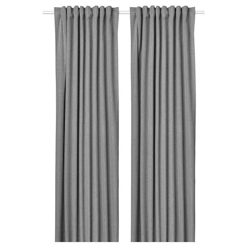 IKEA ROSENMANDEL Block-out curtains, 1 pair, grey, 135x250 cm (53x98 ") | IKEA Curtains | Eachdaykart