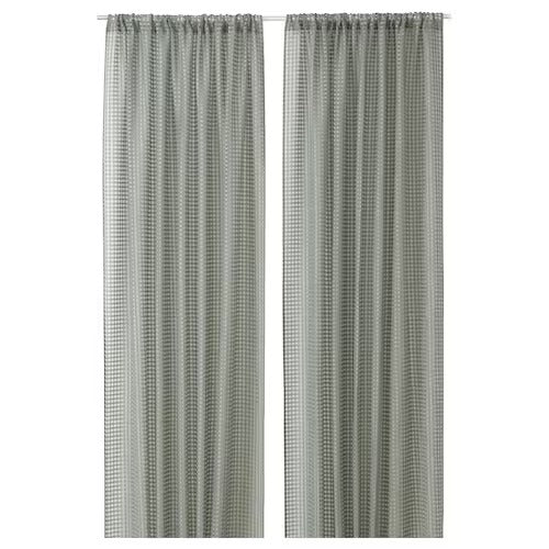 IKEA SANDDADRA Sheer curtains, 1 pair, green, 145x250 cm (57x98 ") | IKEA Curtains | Eachdaykart
