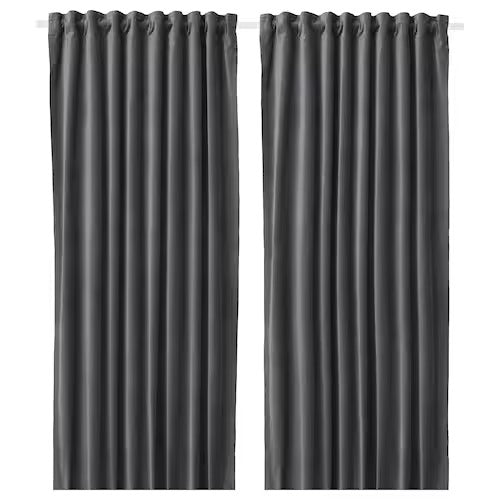 IKEA SANELA Room darkening curtains, 1 pair, dark grey, 140x250 cm (55x98 ") | IKEA Curtains | Eachdaykart