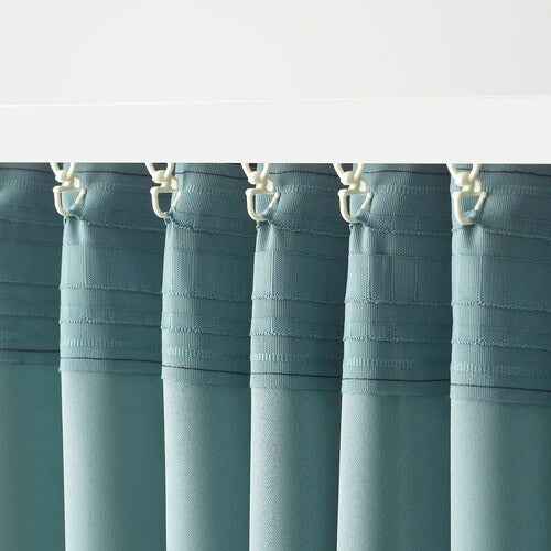 IKEA SKOGSSVINGEL Room darkening curtains, 1 pair, dark blue/green, 145x250 cm (57x98 ") | IKEA Curtains | Eachdaykart