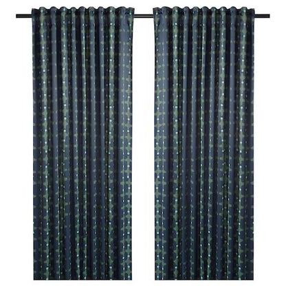 IKEA SKOGSSVINGEL Room darkening curtains, 1 pair, dark blue/green, 145x250 cm (57x98 ") | IKEA Curtains | Eachdaykart