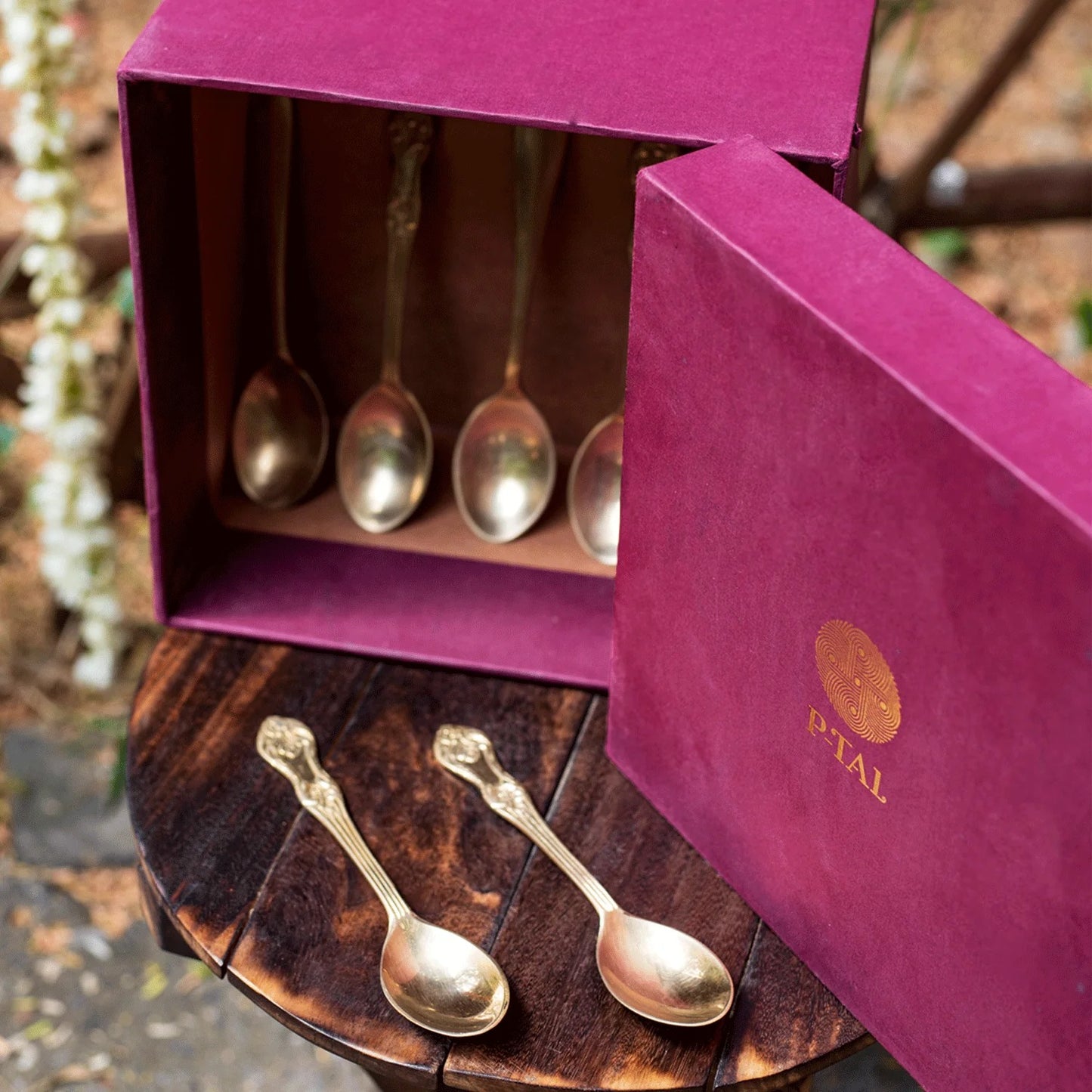 Gift Box Of Cutlery (Engraved Brass Forks & Spoons) | Brass Cookware