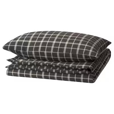 IKEA STRUTBRAKEN Duvet cover and pillowcase, grey/check, 150x200/50x80 cm (59x79/20x31 ") | IKEA Bed linen | Eachdaykart