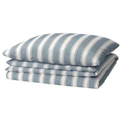 IKEA STRUTBRAKEN Duvet cover and pillowcase, white/blue/stripe, 150x200/50x80 cm (59x79/20x31 ")| IKEA Bed linen | Eachdaykart