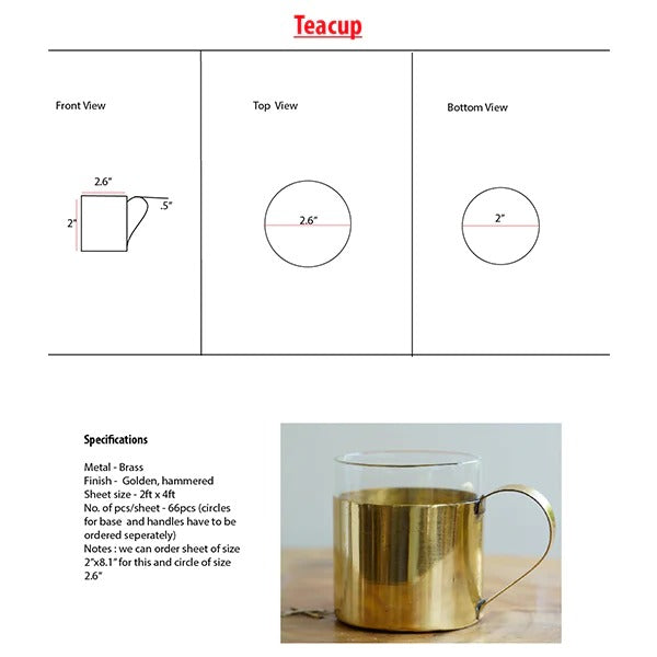 Teacup - Borosil Fitted Brass Teacups | Brass Cookware