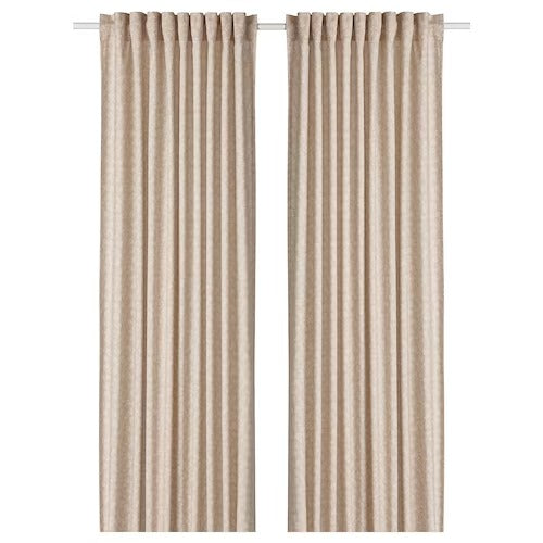 IKEA TRYSTAVMAL Curtains, 1 pair, beige/white, 145x250 cm (57x98 ") | IKEA Curtains | Eachdaykart