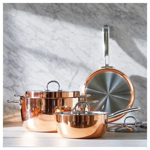 IKEA FINMAT Sauté pan with lid, copper/stainless steel | IKEA Saute pans | IKEA Frying Pans & Woks | Eachdaykart