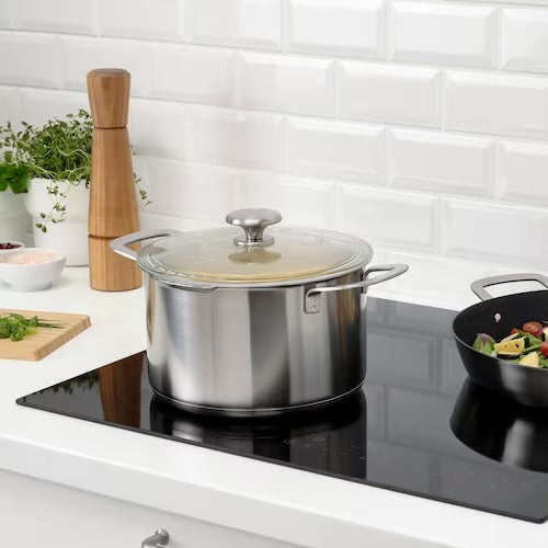 IKEA HEMKOMST Pot with lid, stainless steel/glass | IKEA Pots & sauce pans | Eachdaykart
