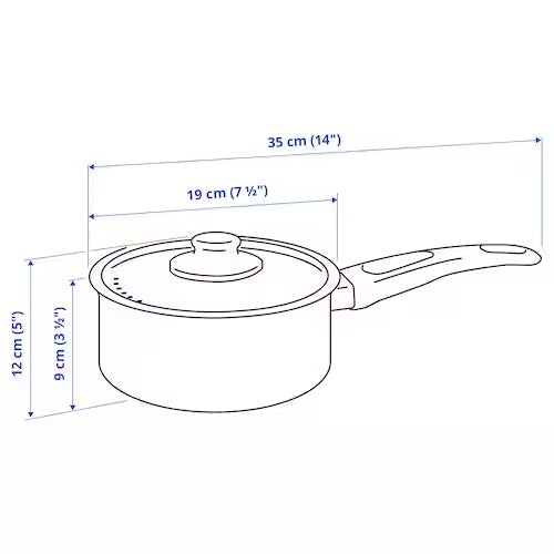IKEA HEMLAGAD Saucepan with lid, black | IKEA Pots & sauce pans | Eachdaykart