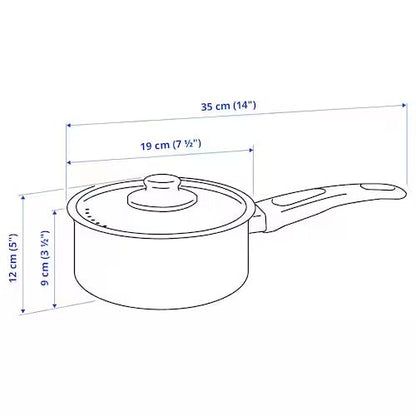 IKEA HEMLAGAD Saucepan with lid, black | IKEA Pots & sauce pans | Eachdaykart