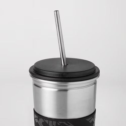 IKEA LANESPELARE Mug with lid and straw, black | IKEA Mugs & cups | IKEA Coffee & tea | Eachdaykart