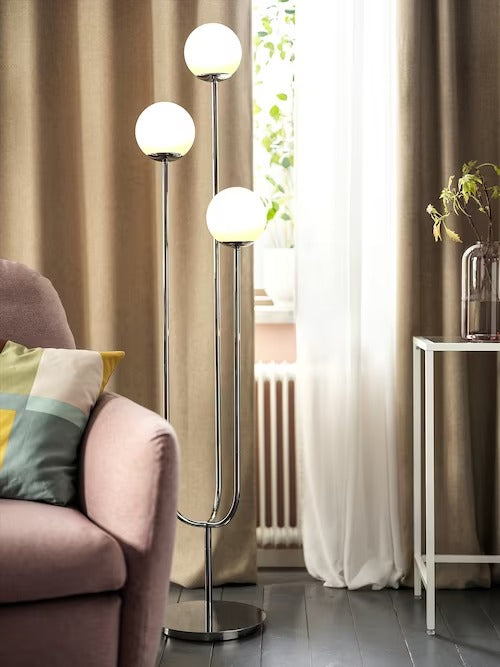 IKEA SIMRISHAMN Floor lamp, chrome-plated/opal white glass | IKEA Floor Lamps | Eachdaykart