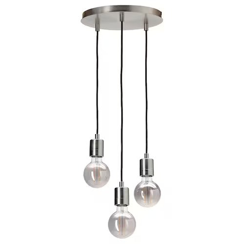 IKEA SKAFTET / MOLNART Pendant lamp with light bulb, nickel-plated grey clear glass, 95 mm (4 ") | IKEA ceiling lights | Eachdaykart