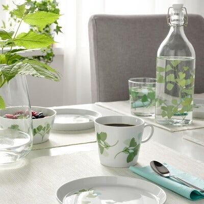IKEA STILENLIG Mug, leaf patterned white/green, pack of 2 | IKEA Mugs & cups | IKEA Coffee & tea | Eachdaykart